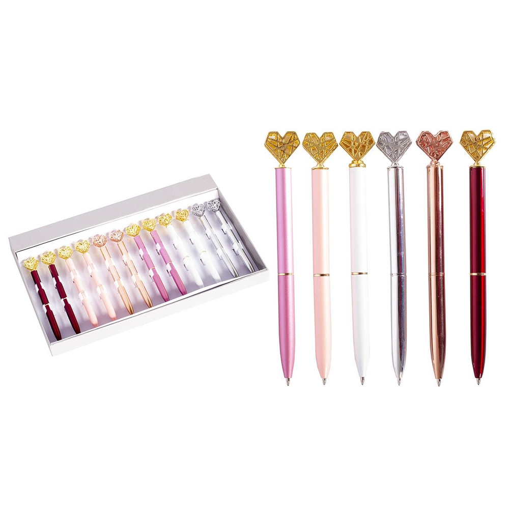 Ручка подарочная шариковая Alingar "Сердце", синяя, 1,0 мм, поворотный механизм, металлический цветной корпус, ассорти, карт. уп.