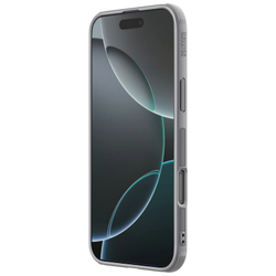 Чехол серого цвета (Titanium Gray) с вырезом под лого от Nillkin для iPhone 16 Pro, серия Super Frosted Shield Pro