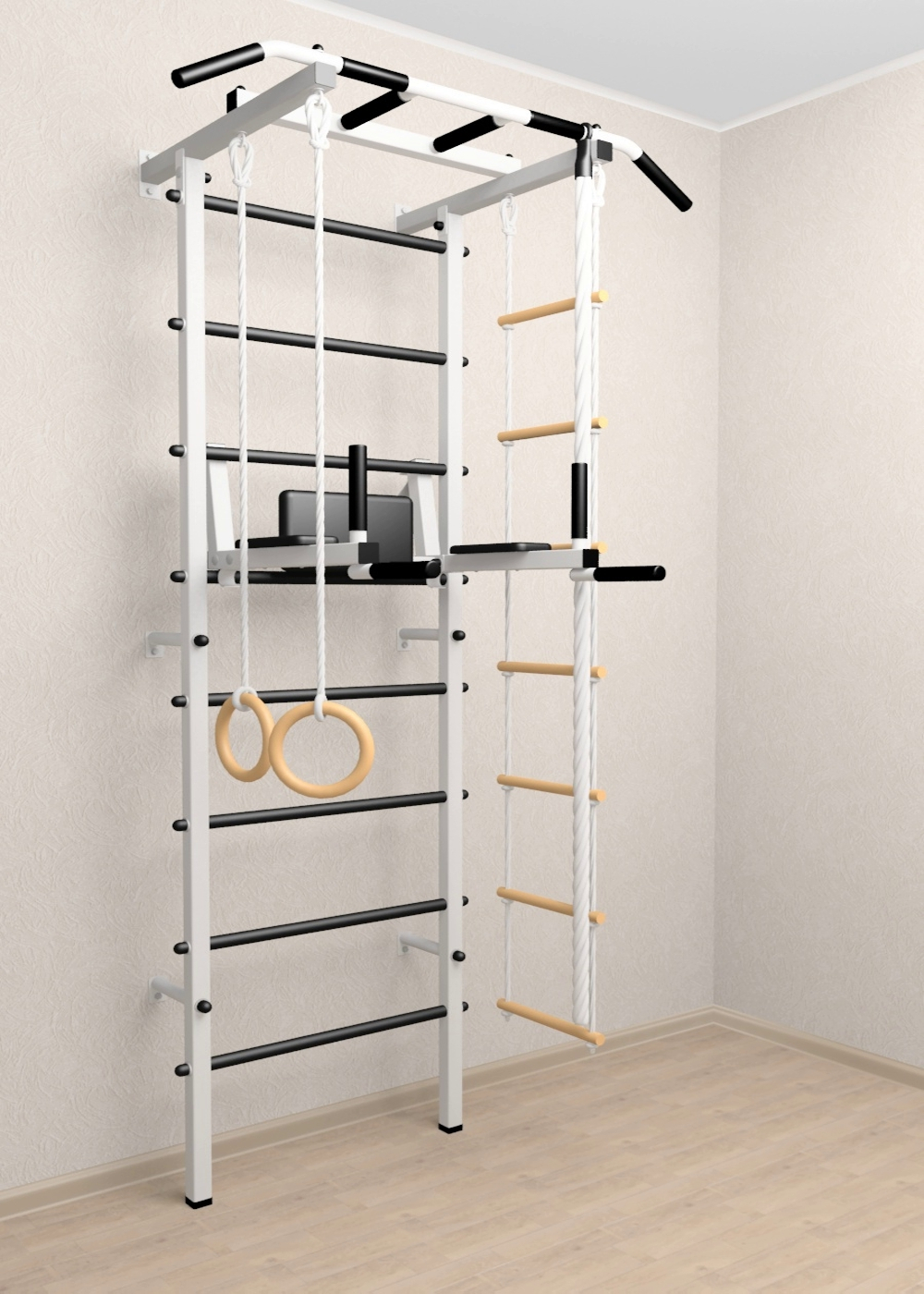 Шведская стенка Sv Pro 803 (Турник Pro/Брусья/стойка/Канат/Кольца/Лестница)