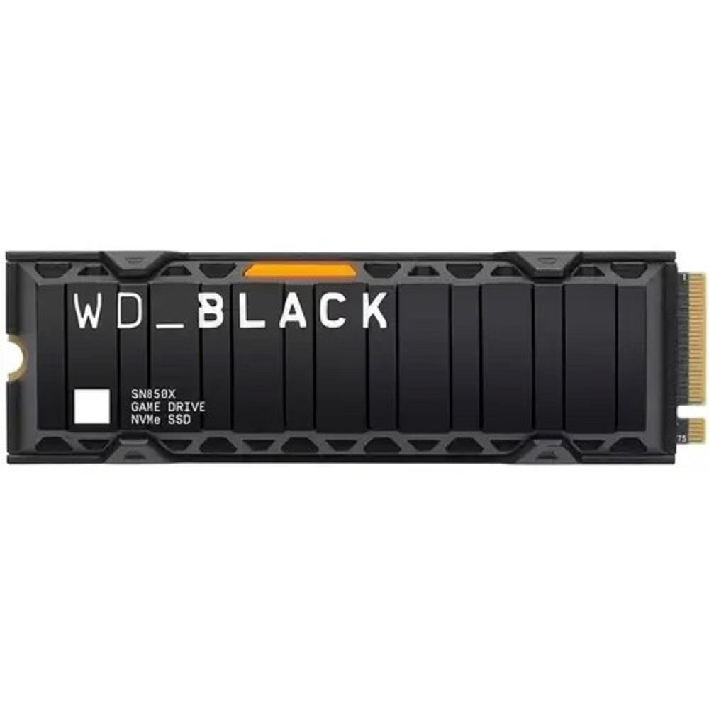 SSD диск WD SSD Black SN850X, 1.0TB, M.2(22x80mm),[WDS100T2XHE] NVMe, PCIe 4.0 x4, 3D TLC, R / W 7300 / 6300MB / s, IOPs 800 000 / 1 100 000, TBW 600, DWPD 0.3, with Heat Spreader (12 мес.)