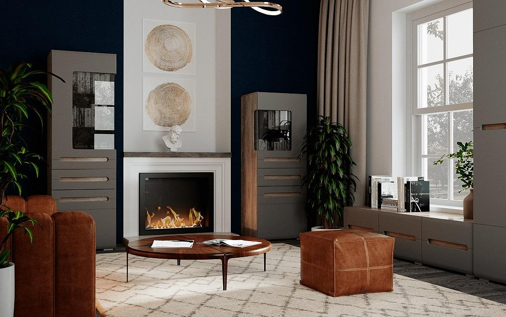 Шкаф Наоми ШК-24 со стеклом правый дуб каньон/графит