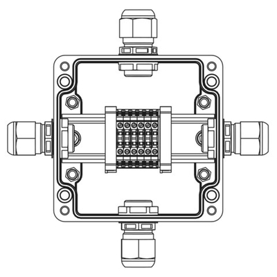 Взрывозащищенная клеммная коробка из полиэстера TBE-P-03-(6xCBC.2)-1xPABMP(A)-1xPABMP(B)-1xPABMP(C)-1xPABMP(D)1Ex e IIC Т5 Gb / Ex tb IIIC T95°C Db IP66