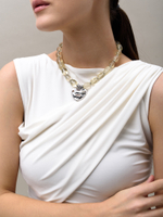 Колье "Crumpled Heart" Желтый топаз Silver