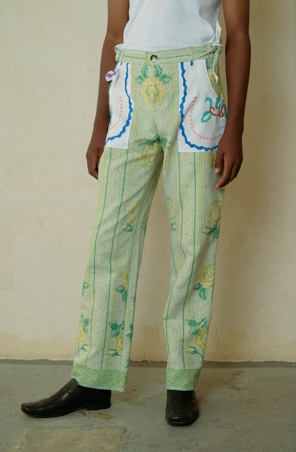 Брюки с Расшитыми Карманами 2 / Hand-Embroidered Pockets 2 зеленые - фото 1