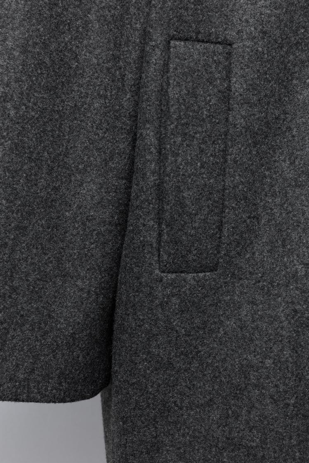 ZARA ДЛИННОЕ ПАЛЬТО СО СЪЕМНЫМ КАПЮШОНОМ, СЕРЫЙ