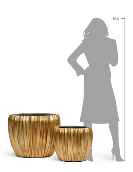 Кашпо TREEZ Effectory Metal Чаша Design Wave Сусальное золото в-32, д-38 см 41.33-07-22-085-GLD-38