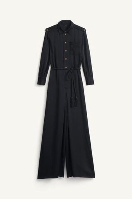 ZARA X KATE MOSS КОМБИНЕЗОН С ПОЯСОМ, ЧЕРНЫЙ