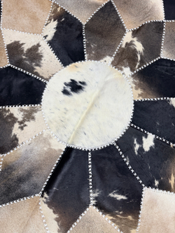 Ковер круглый натуральный на пол / Телячья шкура / 200 см