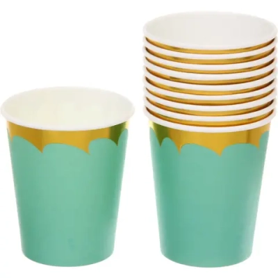 Стакан бумажный 0,2л в наборе 10 шт «Праздничный день», изумруд