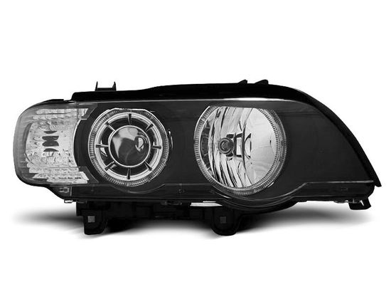 Передние фары led angel eyes black для BMW X5 E53