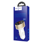 Автомобильное зарядное устройство USB Hoco Z26 (2.1A, 2 порта, с дисплеем) Белый
