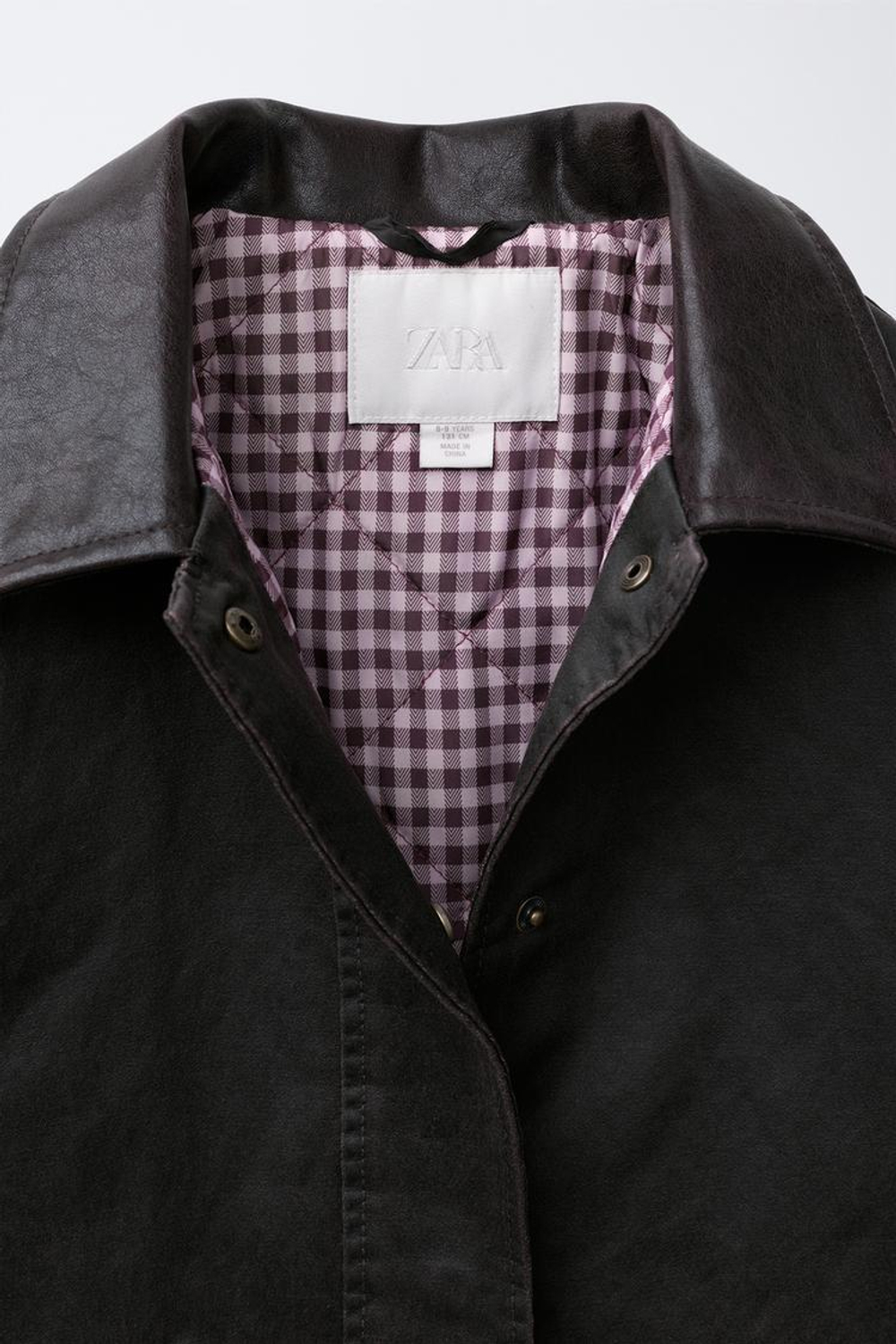 ZARA КУРТКА С ВОЩЕНЫМ ПОКРЫТИЕМ И ВОРОТНИКОМ ПОД КОЖУ, КОРИЧНЕВЫЙ