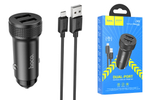 Автомобильная зарядка HOCO-Z49 12/24В-2.4А с кабелем MicroUSB чёрный