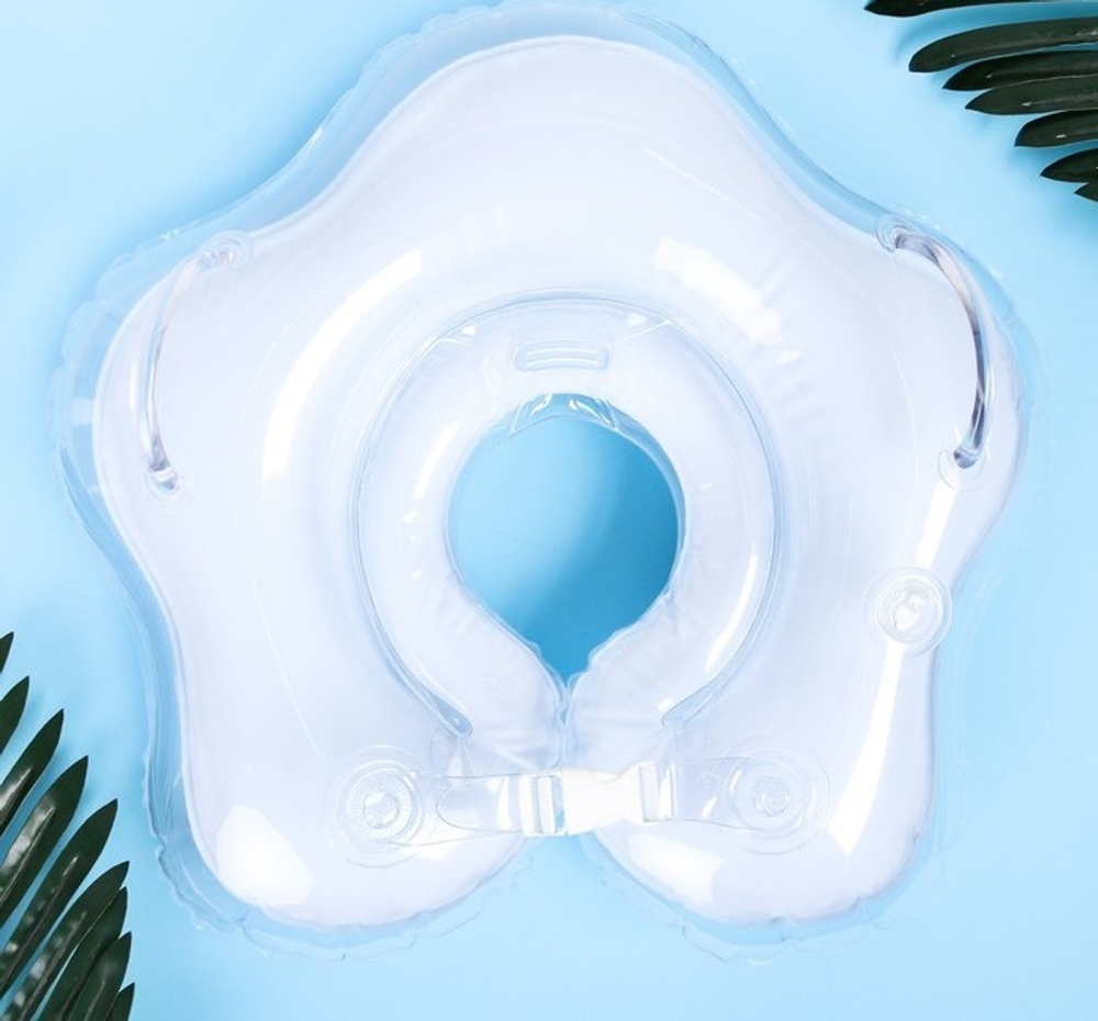 4531223 Круг детский на шею, для купания, «Люблю море», от 1 мес, двухкамерный, с погремушками,