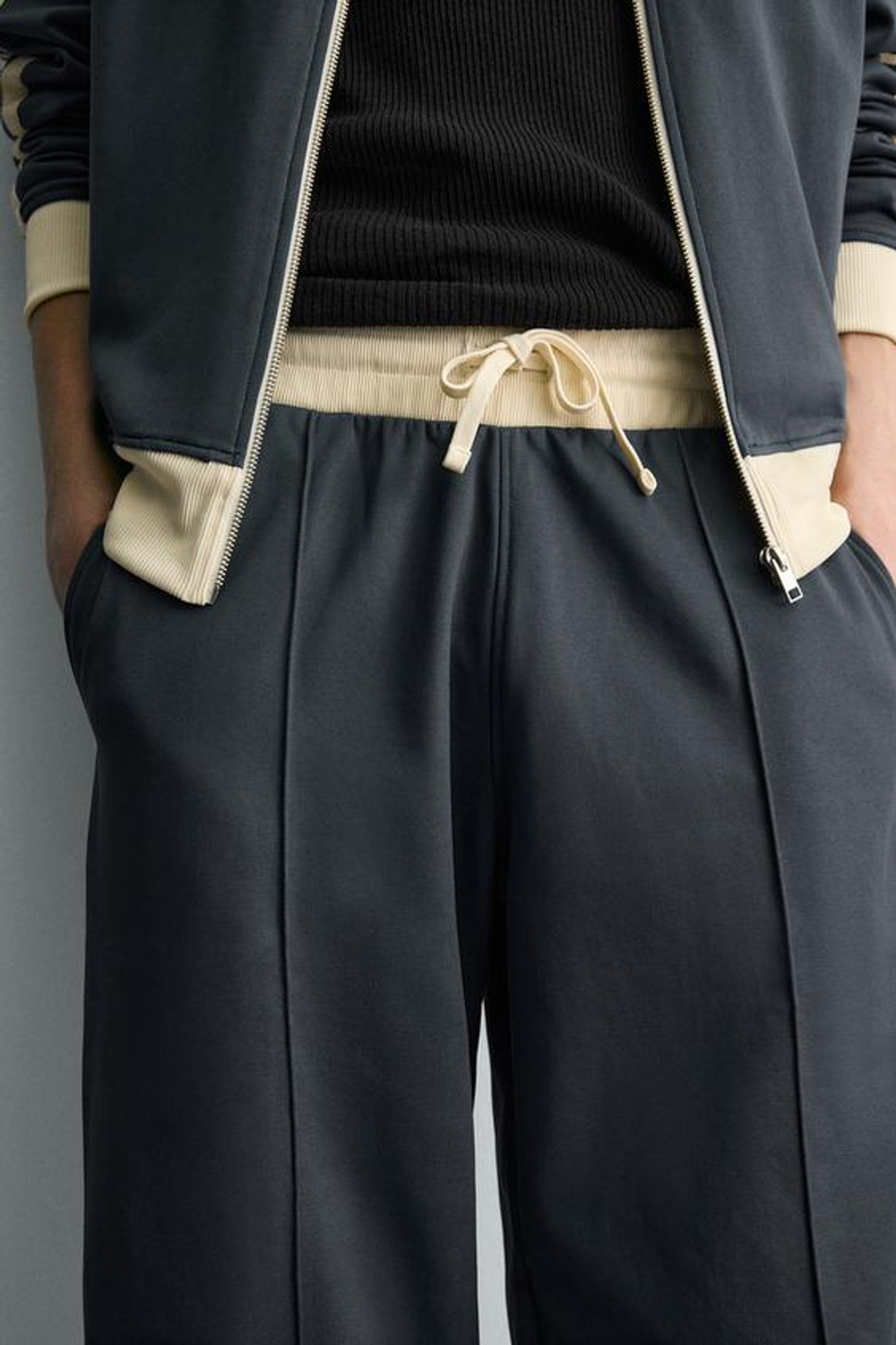 ZARA ДЖОГГЕРЫ WIDE FIT С ЛАМПАСАМИ, СИНИЙ