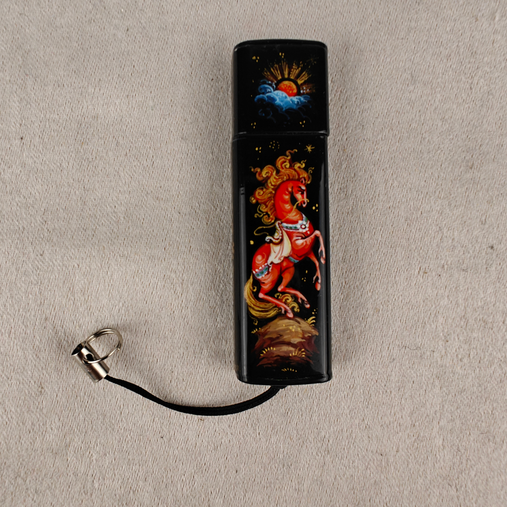 Флешка USB в футляре с ручной росписью "Сказочный конь"