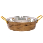 Сковорода из нержавеющей стали 15,5см с ручками из латуни, цвет Антик