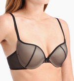 Черный бюстгальтер пуш-ап с сеткой поверх чашек (Размер: 75A) (Цвет: черный)