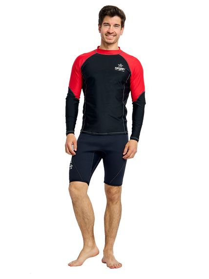 Футболка рашгард лонгслив Sargan Агидель UPF 50+ мужская черно-красная