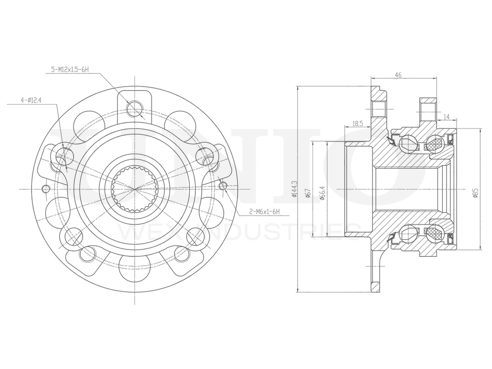 Ступица передняя/задняя (без ABS) UNIO HUB-20025