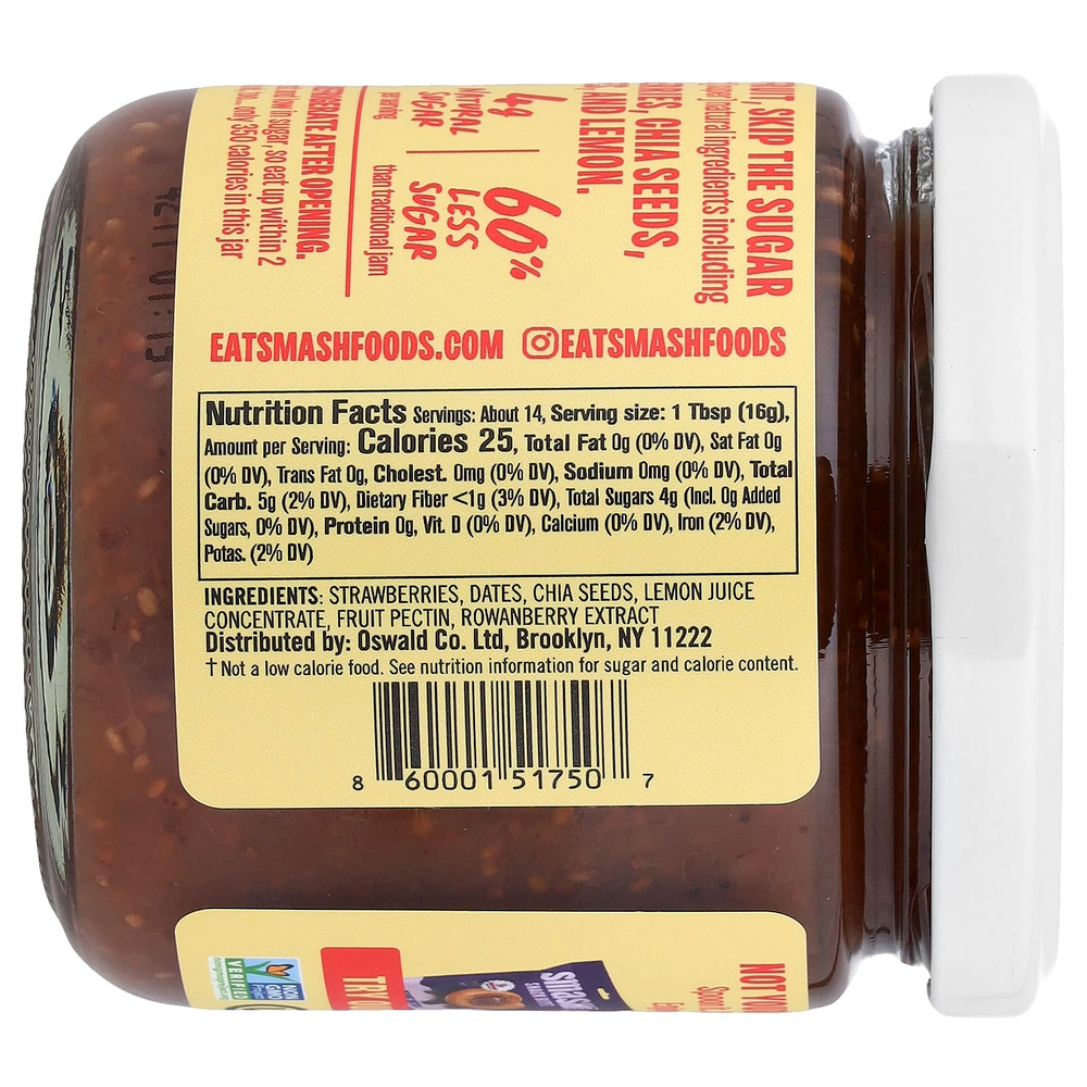 Smash Foods, фруктовая паста с суперфудами, со вкусом клубники, 227 г (8 унций)