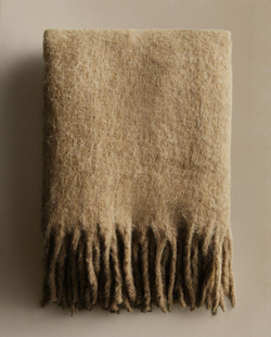 Zara Home плед из полиэстера, светло-бежевый, 140x190 см