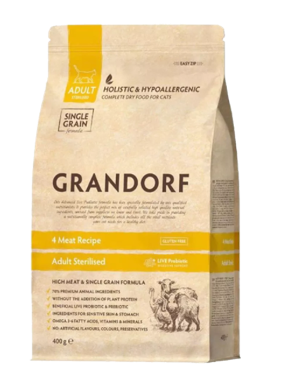 Grandorf Sterilised Holistic Probiotic 4 вида мяса 400гр.
