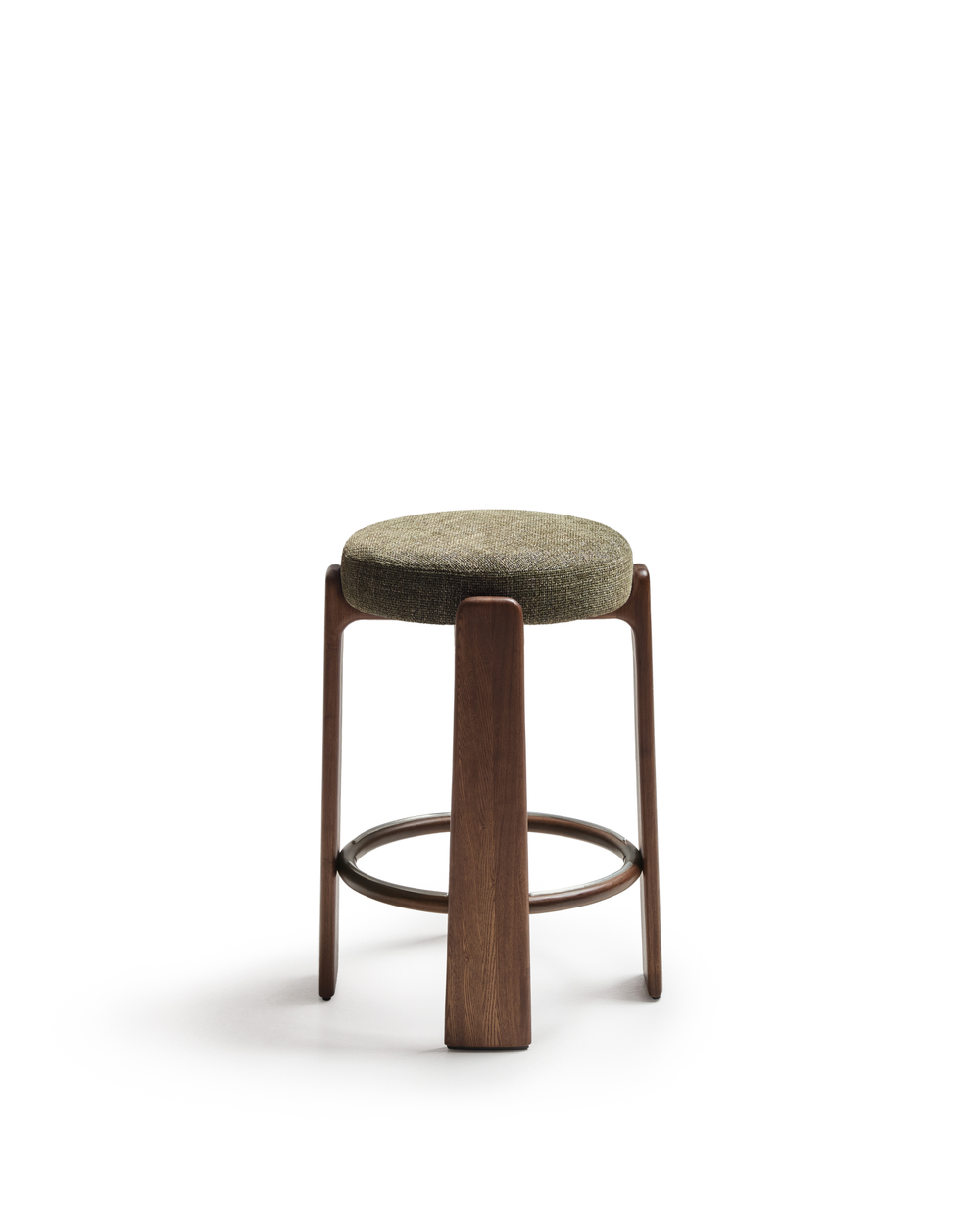 Granite Барный табурет из зеленого шенилла и массива ясеня в отделке орех 75 см