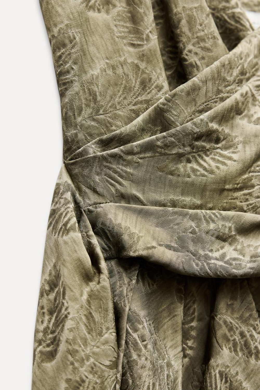 ZARA ЖАККАРДОВЫЙ ТОП ИЗ КОЛЛЕКЦИИ ZW СО СБОРКОЙ, ХАКИ