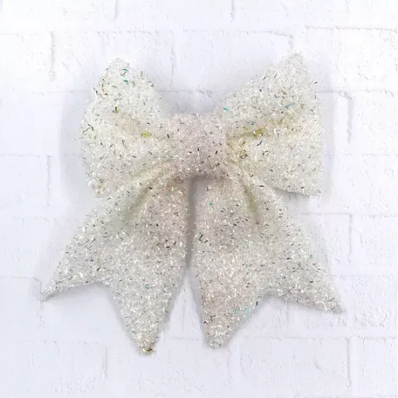 Бант Бьянка 19x22 см., 1 шт., белый, Christmas DeLuxe (86821)