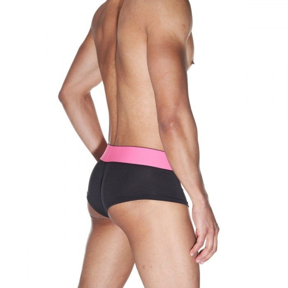 Черные трусы-хипсы на широком розовом поясе (Размер: S-M) (Цвет: черный с розовым)