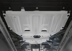 Защита картера Rival для Mercedes-Benz A-klasse V177 седан (V - 1.3 (149 л.с.)) (200) 2018-н.в./Mercedes-Benz A-klasse W177 хэтчбек (V - 1.3 (150 л.с.)) (200) 2018-н.в./Mercedes-Benz A-klasse W177 хэтчбек (V - 2.0 (190 л.с.)) (220) 2018-н.в./Mercedes-Benz B-klasse W247 (V - 1.3 (136 л.с.)) (180) 2018-н.в./Mercedes-Benz CLA-klasse C118 (V - 1.3) 2019-н.в./Mercedes-Benz GLA-klasse H247 (V - 1.3; 2.0 (224 л.с.)) 2020-н.в./Mercedes-Benz GLB-klasse X247 (V - 2.0; 2.0D) 2020-н.в., штампованная, алюминий 3 мм, с крепежом, 2 части, K333.3944.1
