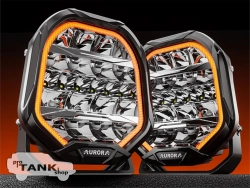 Фара светодиодная AURORA 9″ 270W c подсветкой корпуса (ДХО) Янтарный + Белый 1 шт.
