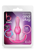 Розовая анальная пробка Curvy Anal Plug - 8,4 см. (Цвет: розовый)