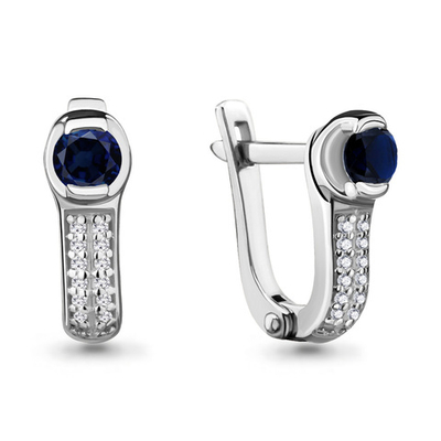 941576А Серьги из Золота с бриллиантами, сапфирами