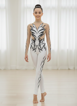 Комбинезон для воздушной гимнастики "Кабаре" белый