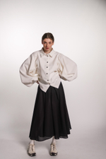 Рубашка с объемным рукавом из джинсы Айвори