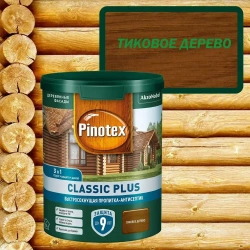 Пропитка декоративная для защиты древесины Pinotex Classic Plus 3 в 1 тиковое дерево 0,9 л.