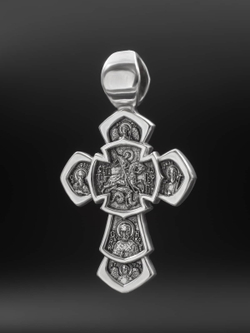 Крест православный "Святые ангелы" из серебра