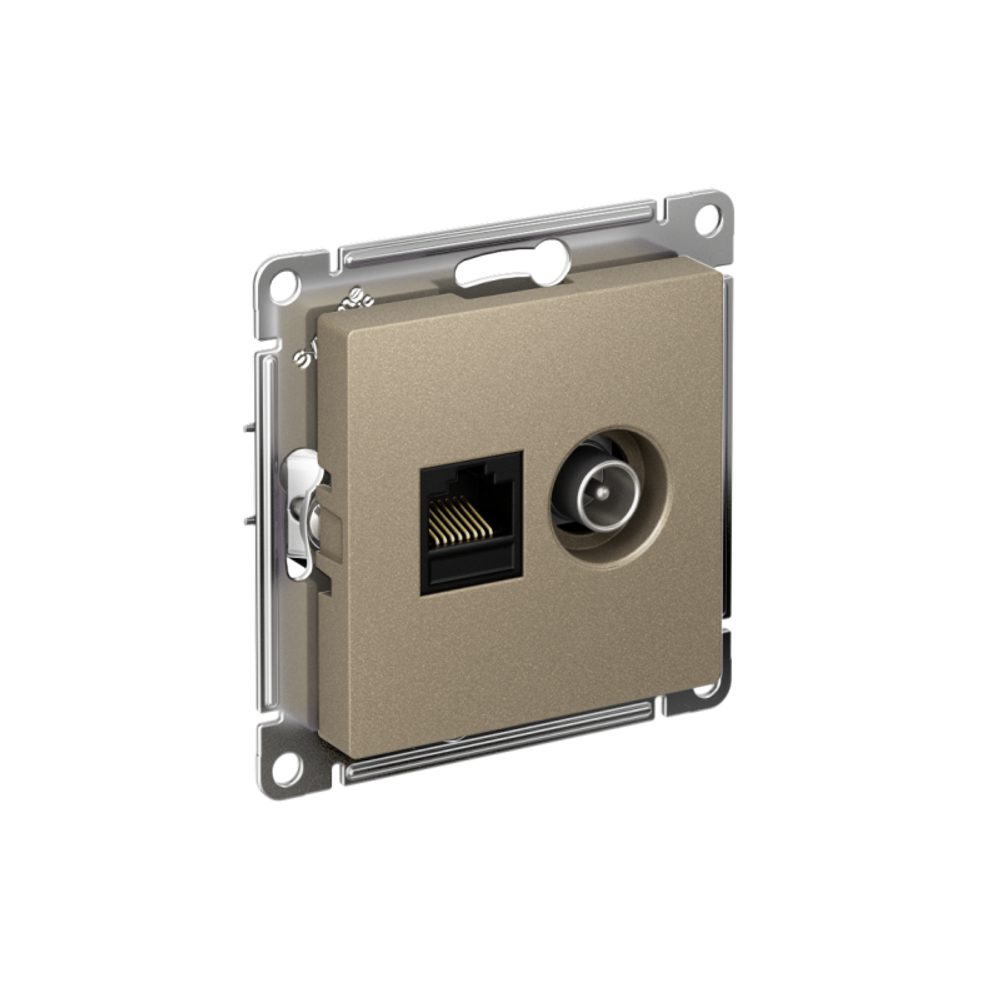 Розетка компьютерная + телевизионная 2-м AtlasDesign RJ45 кат.5E + TV механизм шампань SE ATN000589 Розетка компьютерная + телевизионная 2-м AtlasDesign RJ45 кат.5E + TV механизм шампань SE ATN000589