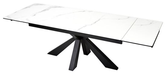 Стол ALEZIO 160 BIANCO TL-45 Белый мрамор матовый, испанская керамика/ черный каркас
