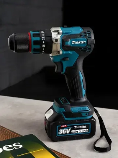 Набор аккумуляторных инструментов 4в1 Макита бесщеточный двигатель, дрель шуруповерт, гайковерт, перфоратор, болгарка ушм