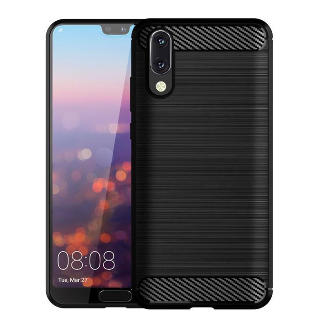 Чехол для Huawei P20 цвет Black (черный), серия Carbon от Caseport