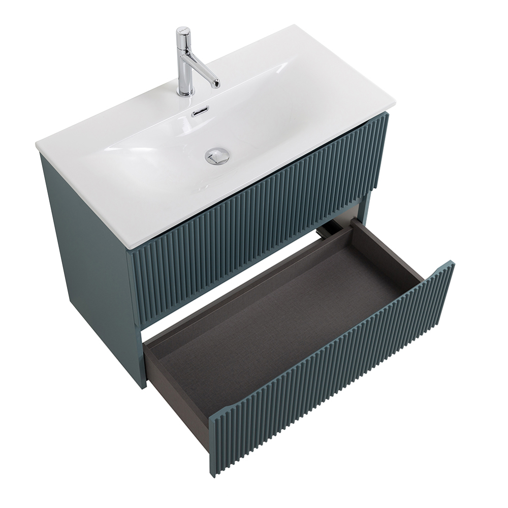 Тумба с раковиной подвесная BelBagno UNO-MINI-800-2C-SO-AO Голубой матовый, раковина белая BB-8099-3-80