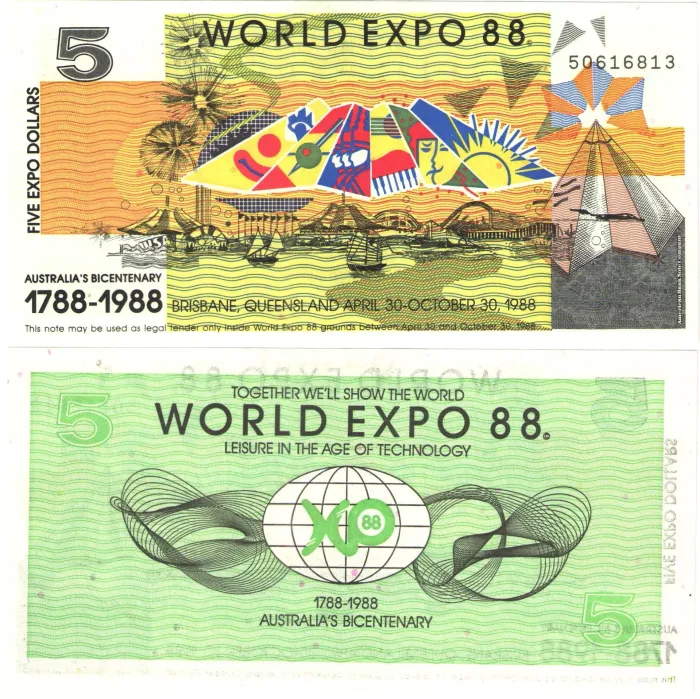 5 экспо долларов 1988 Австралия (для участников EXPO 88)