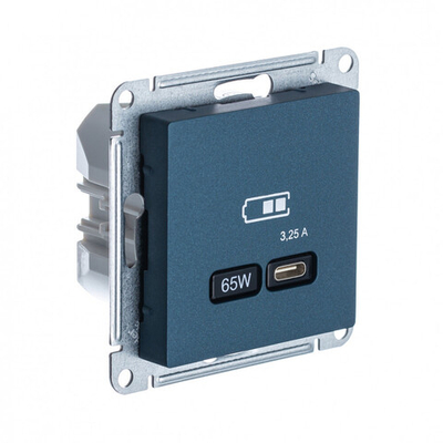 ATLASDESIGN USB РОЗЕТКА тип-С 65Вт высокоскор.заряд. QC, PD, механизм, ИЗУМРУД ATN000827