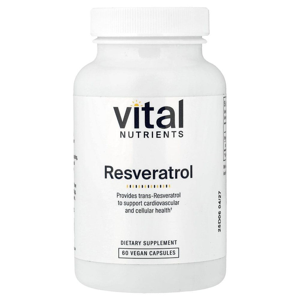 Vital Nutrients, ресвератрол, 60 веганских капсул