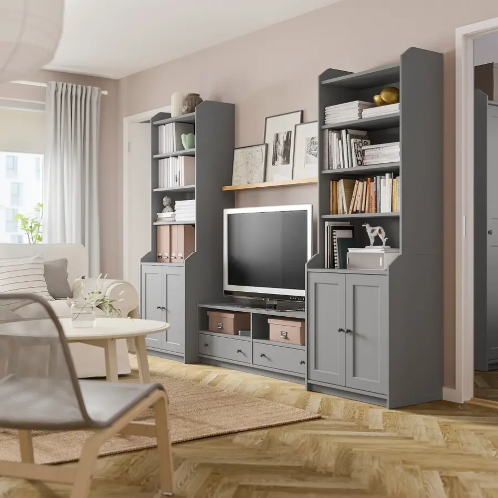Комплект мебели для гостиной  - IKEA HAUGA, 199x46x277см, серый, ХАУГА ИКЕА