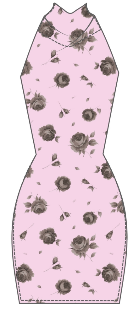 Эсти мини (Esti mini), платье мини из сиреневого бифлекса с цветочным принтом