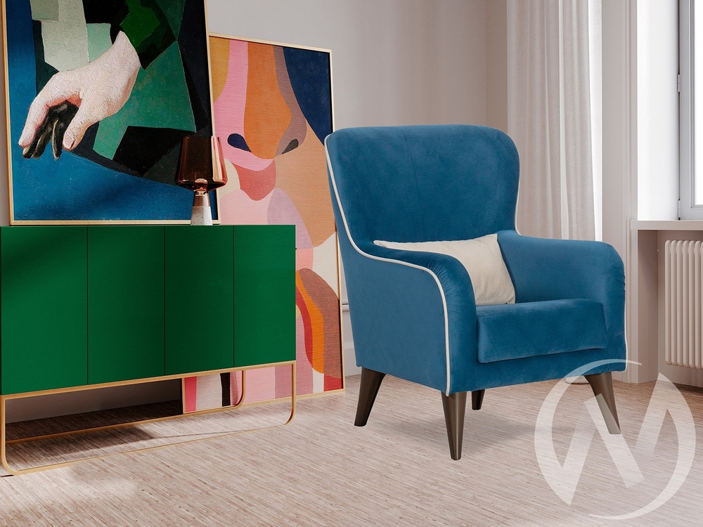 Кресло Вояж 7 Карат 33 (синий однотон)/Карат 02 (молочно-кремовый однотон)